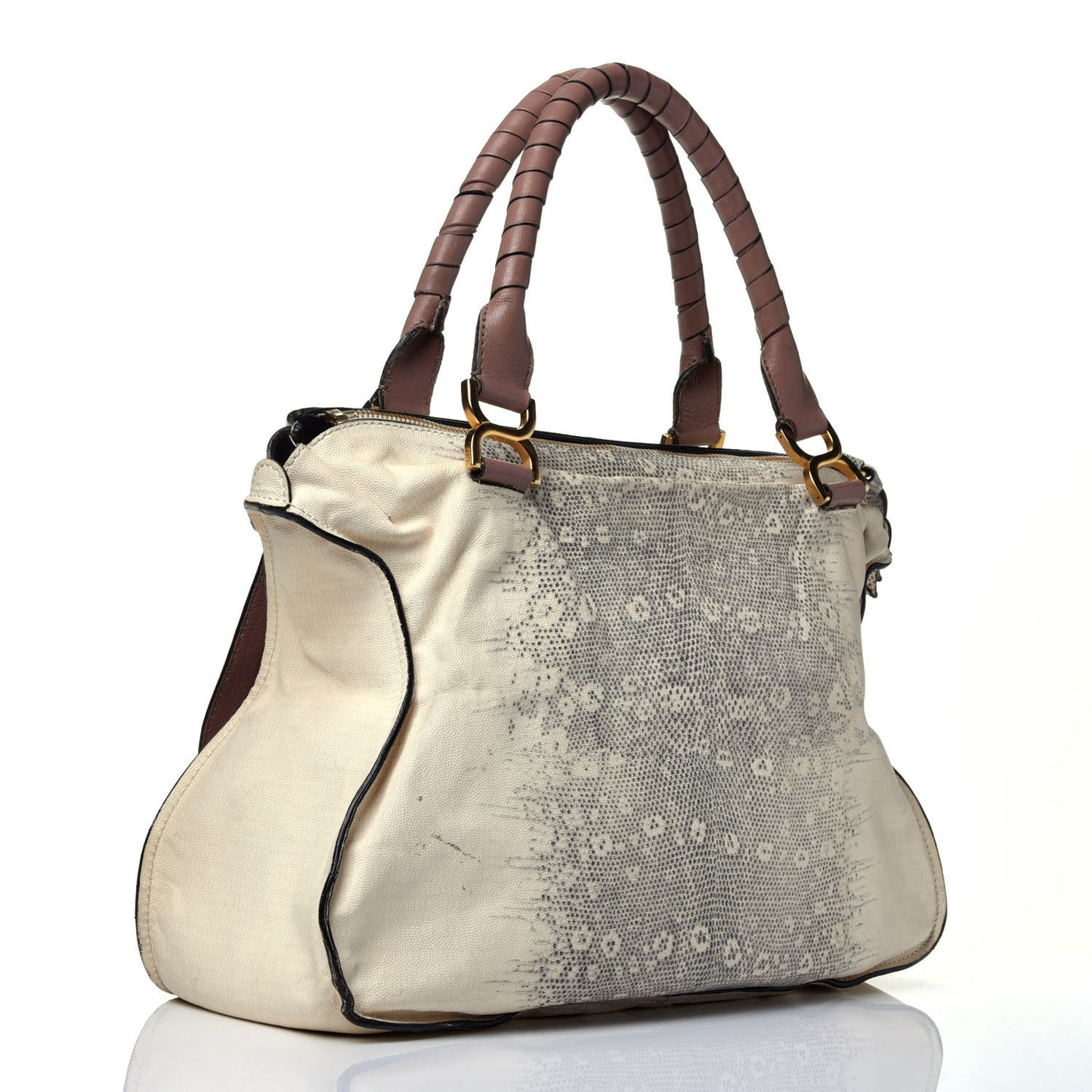 Calfskin Lizard Embossed Large Marcie Satchel