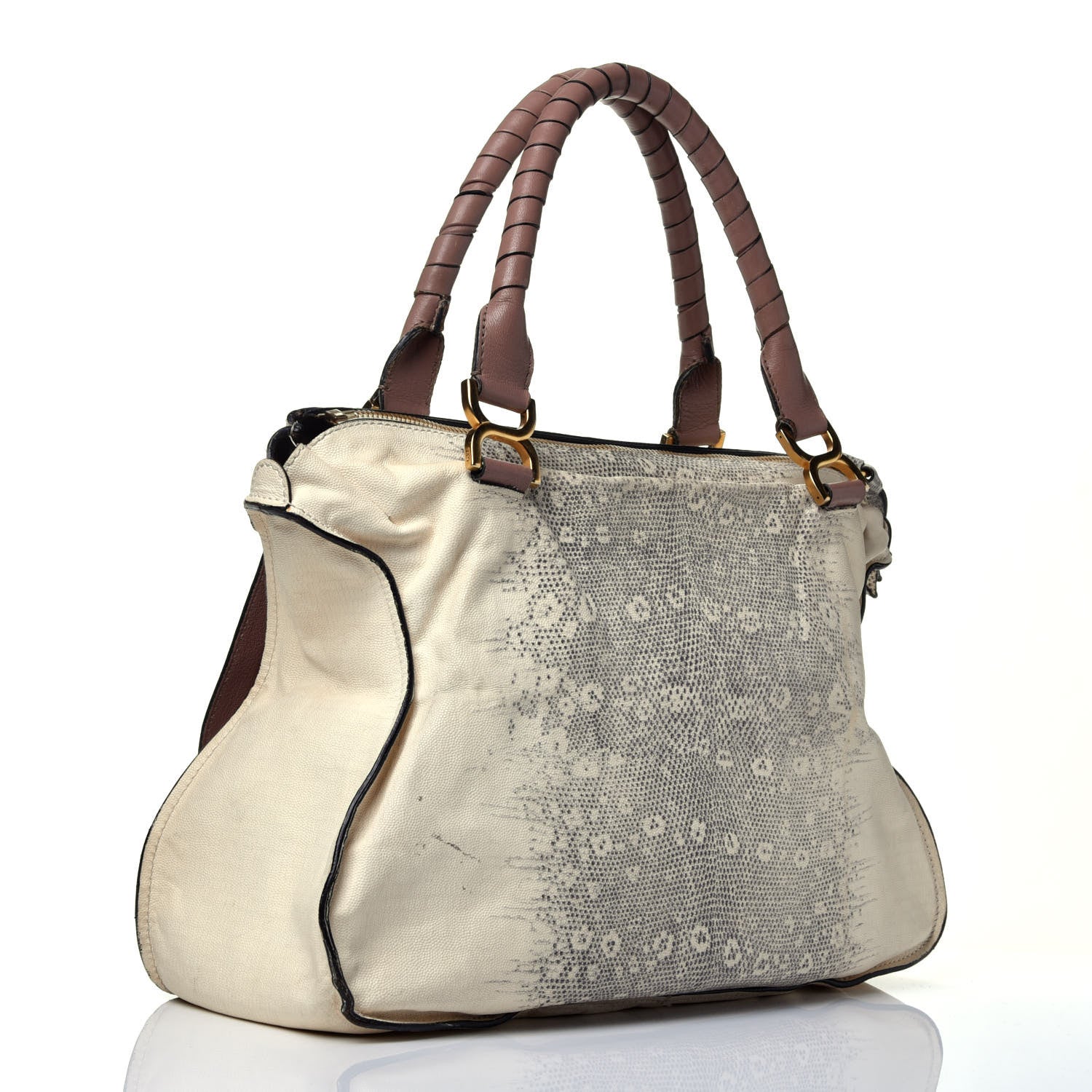 Chloe Calfskin Lizard Embossed Large Marcie Satchel 3 of 9