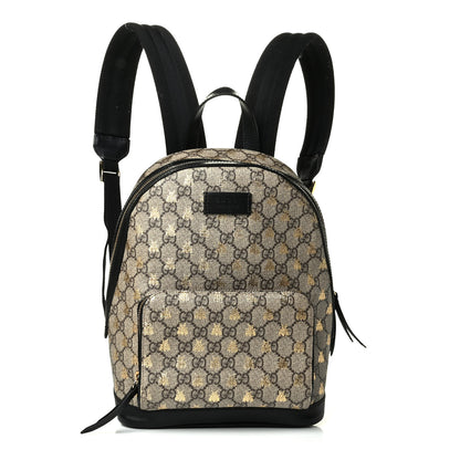 Gucci GG Supreme Monogram Bees Print Small Day Backpack Beige Oro Black 1 of 5