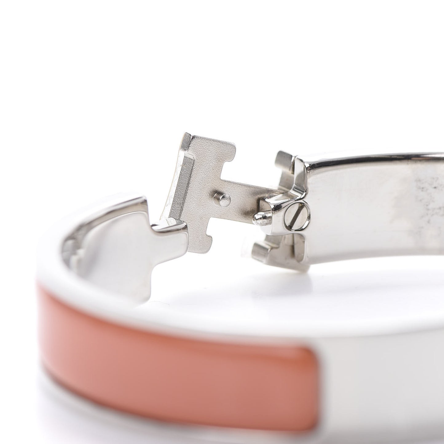 Enamel Narrow Clic Clac H Bracelet GM Mango White