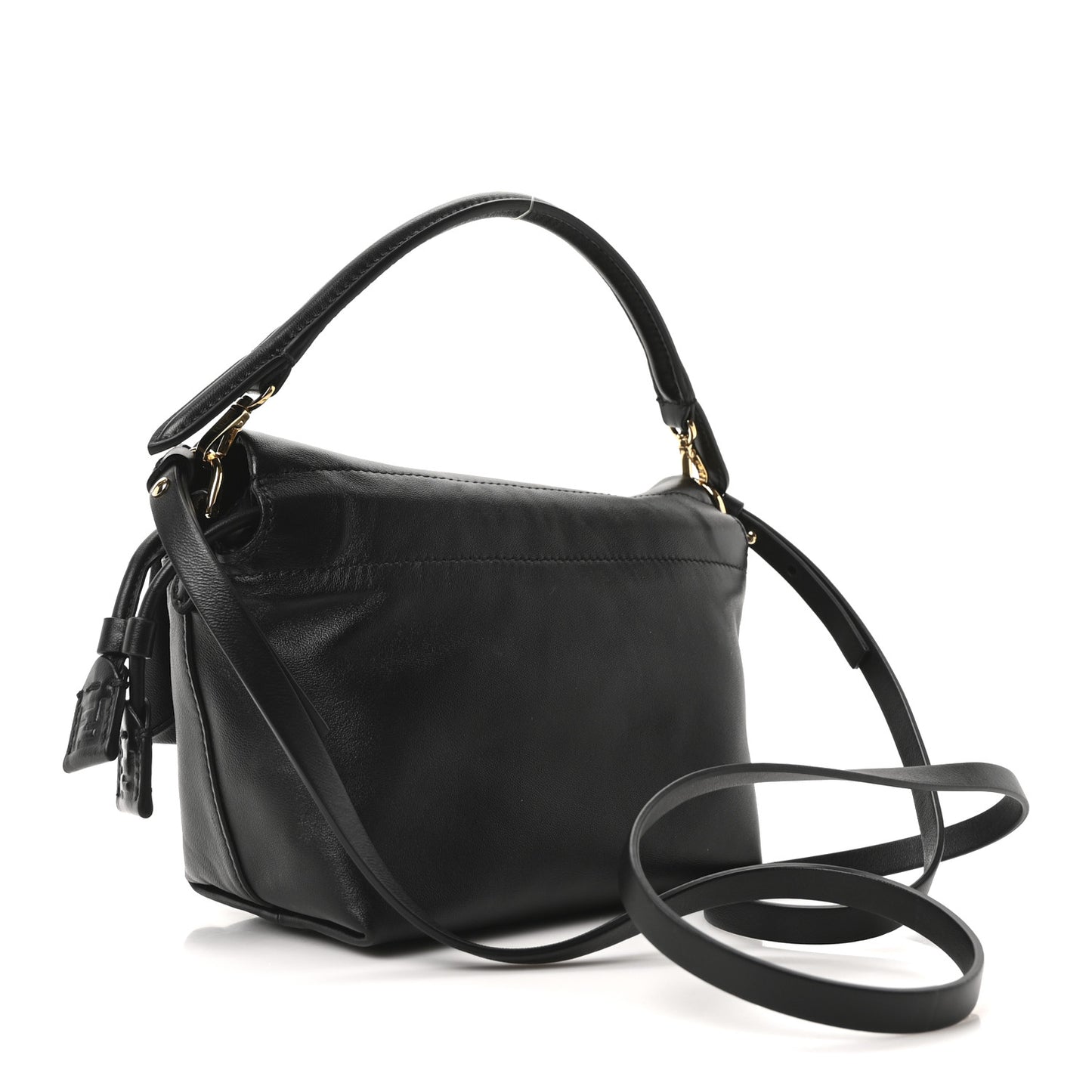 Shiny Nappa Small Mamma Baguette Black