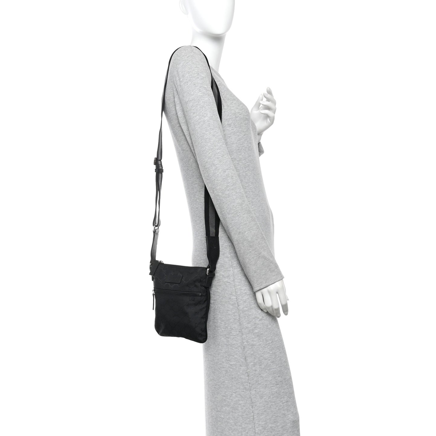 Nylon Monogram Mini Flat Messenger Bag Black
