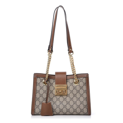 Gucci GG Supreme Monogram Calfskin Small Padlock Tote Beige Ebony Tuscany 1 of 10