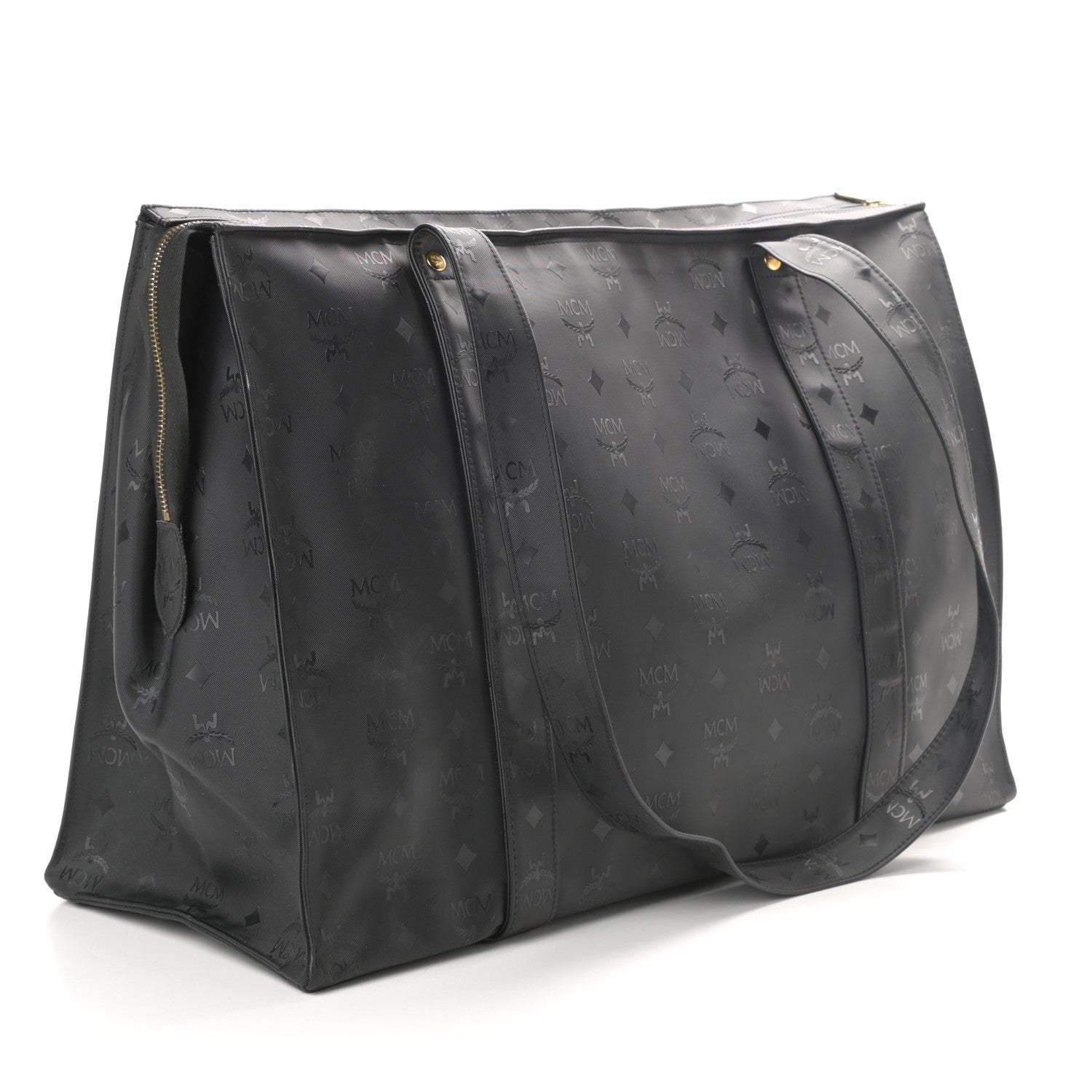 MCM Monogram Coated Canvas Tote Bag Black 3 of 9