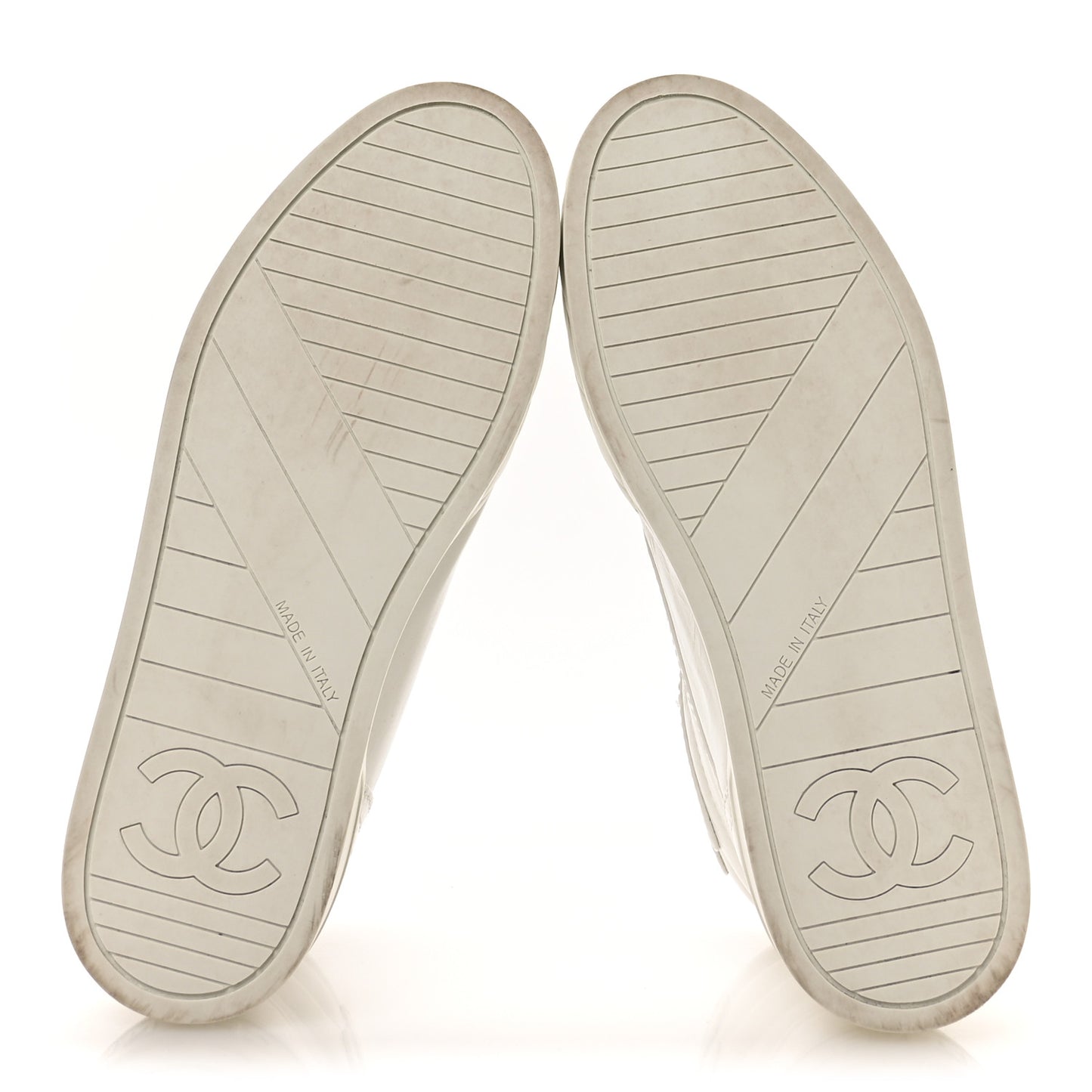 Shiny Calfskin Logo High Top Sneakers 38.5 White