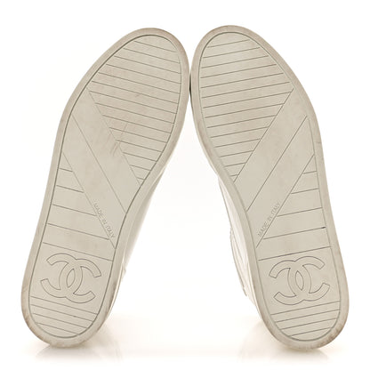 Chanel Shiny Calfskin Logo High Top Sneakers 38.5 White 6 of 9