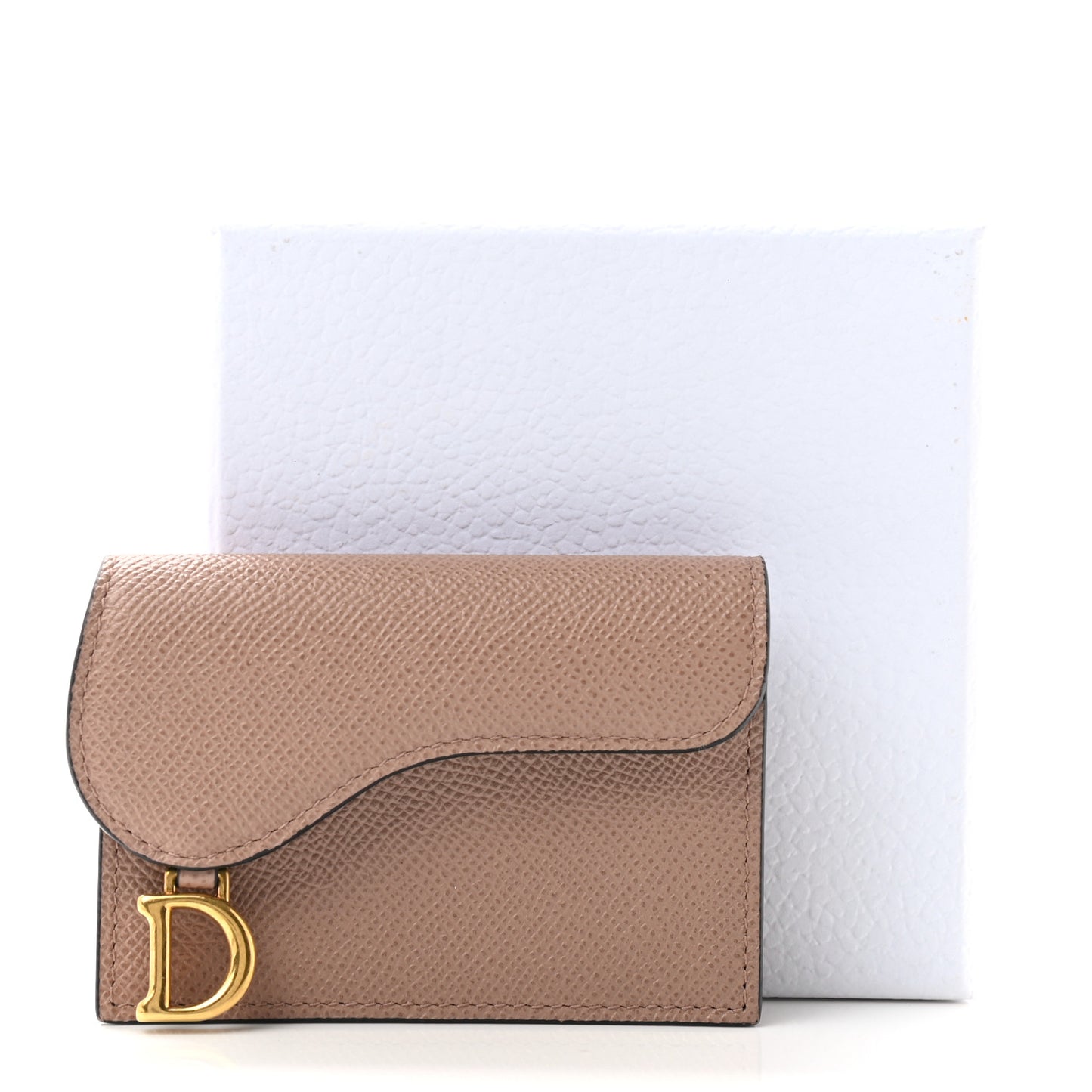 Grained Calfskin Saddle Card Holder Blush