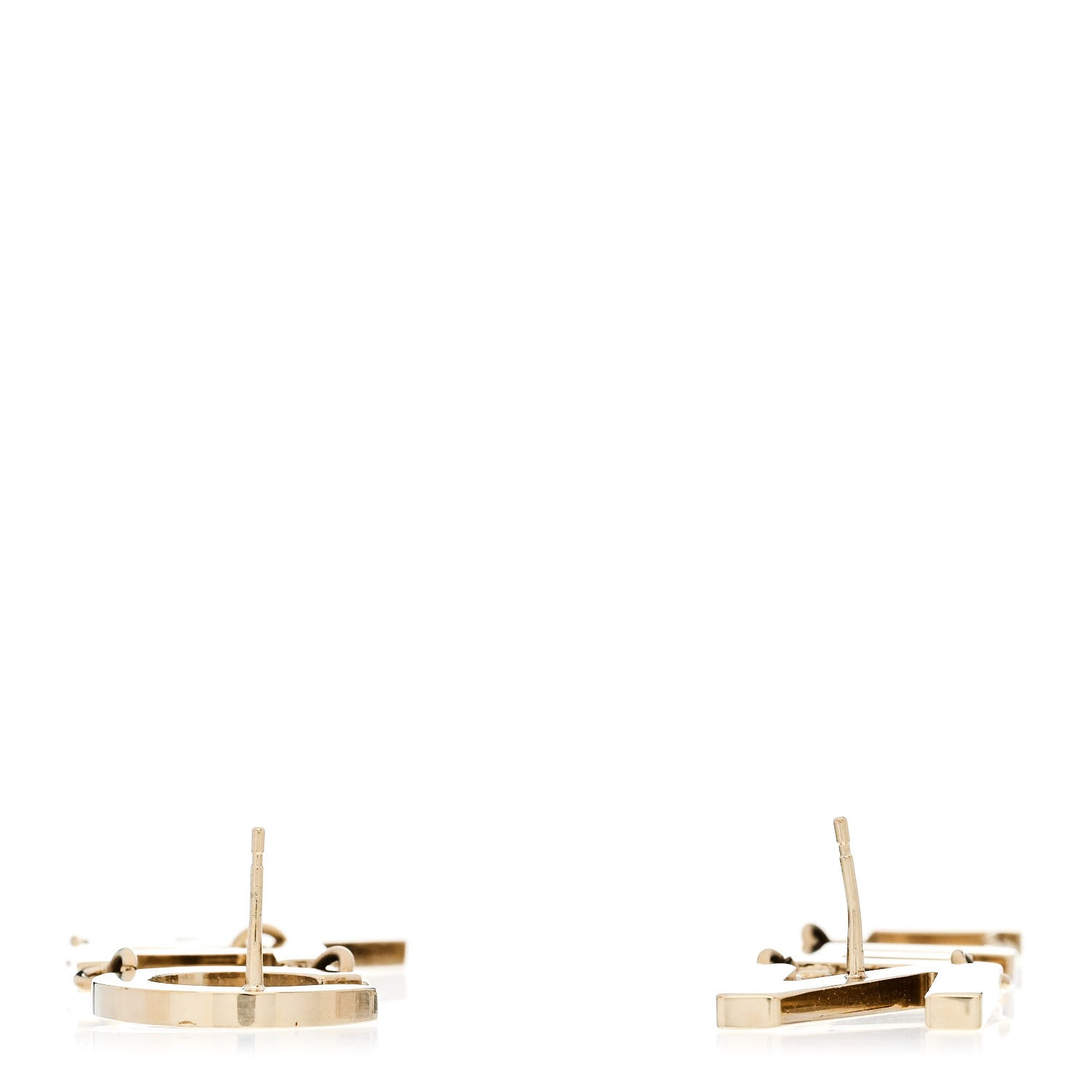 Chanel Metal Cha-Nel Logo Drop Earrings Gold 3 of 5