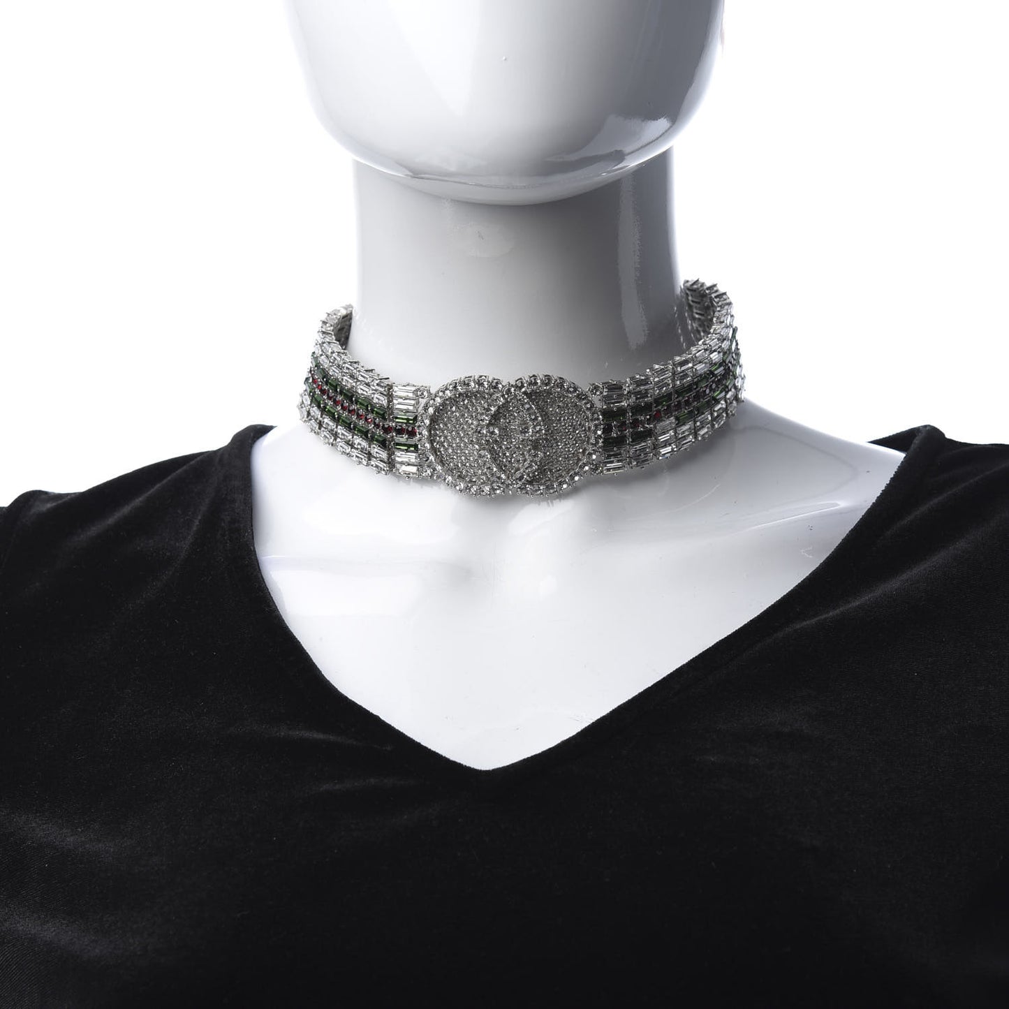 Crystals Double G Web Tennis Choker Necklace Multicolor