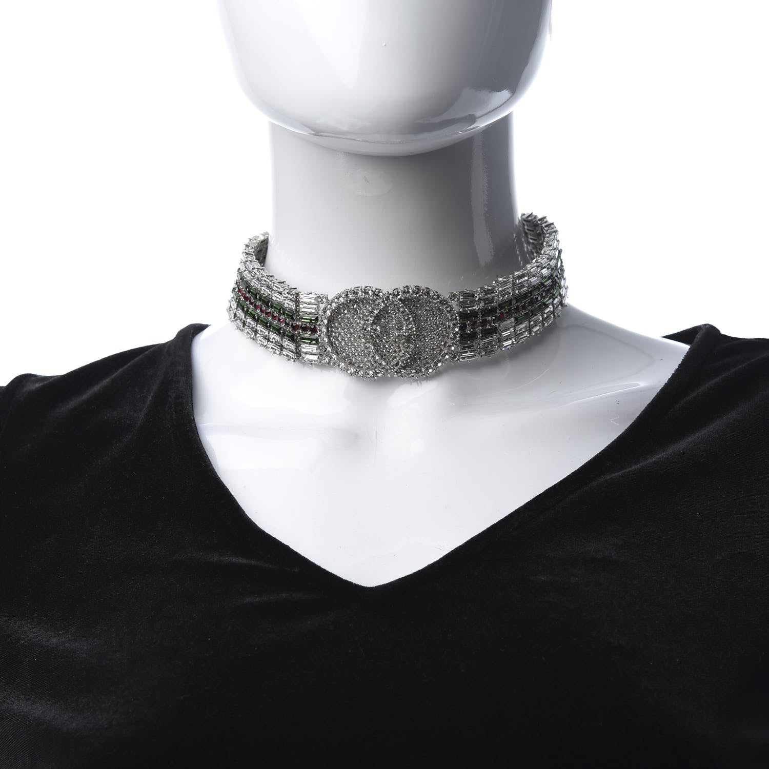 Gucci Crystals Double G Web Tennis Choker Necklace Multicolor 2 of 5