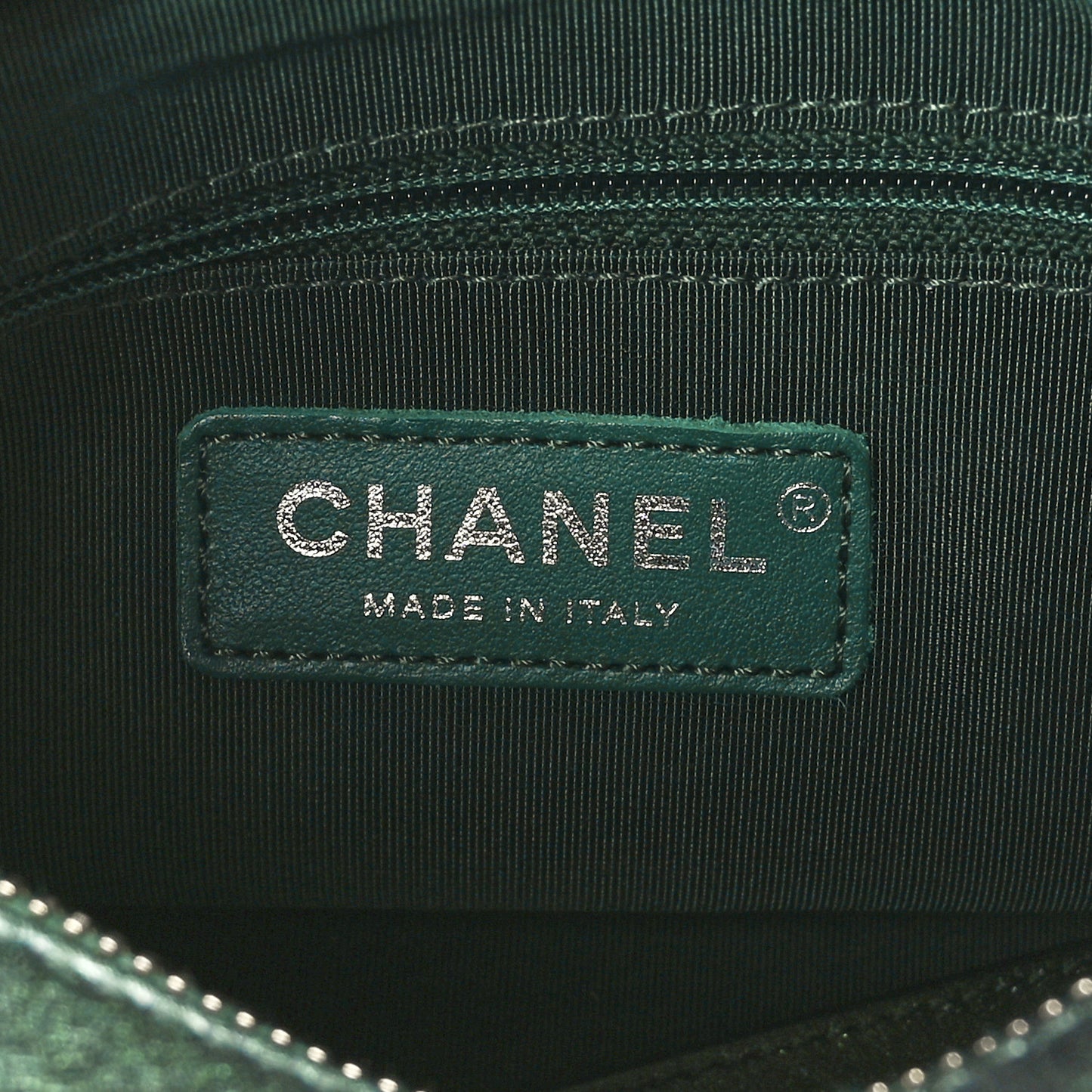 Metallic Aged Calfskin Chevron Quilted Small Gabrielle Hobo Green