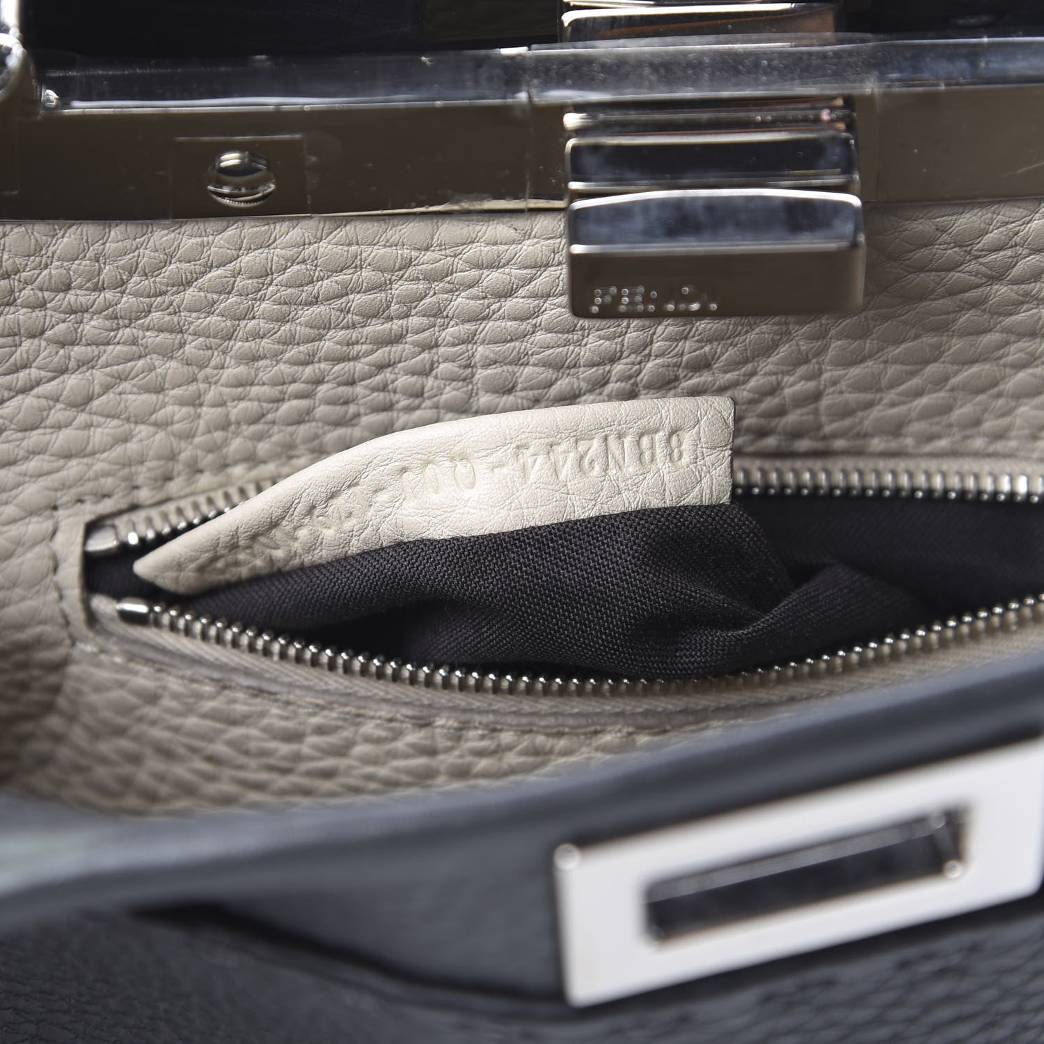 Fendi Cuoio Romano Selleria Bi-Color Mini Peekaboo Iconic Satchel Asfalto Latte 10 of 13