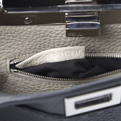 Fendi Cuoio Romano Selleria Bi-Color Mini Peekaboo Iconic Satchel Asfalto Latte 10 of 13