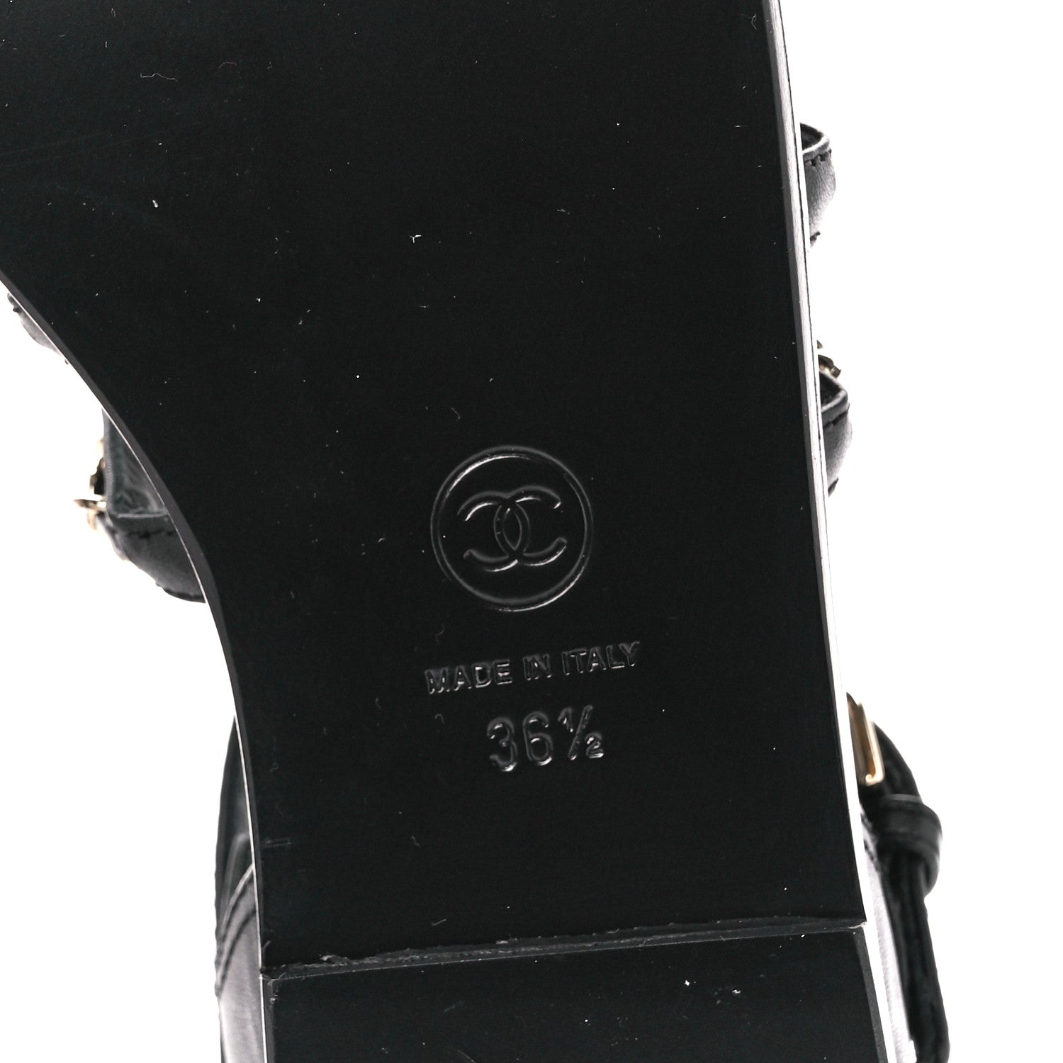 Chanel Calfskin Multi Chain CC Sandals 36.5 Black 6 of 9