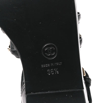 Chanel Calfskin Multi Chain CC Sandals 36.5 Black 6 of 9