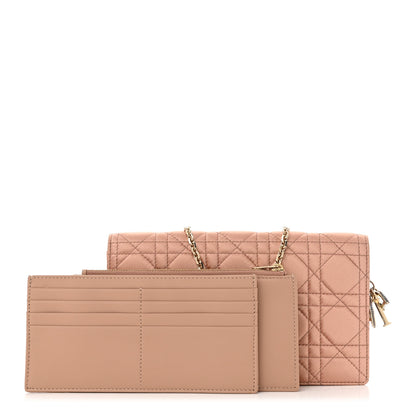 Christian Dior Satin Crystal Cannage Lady Dior Pouch Nude 3 of 11