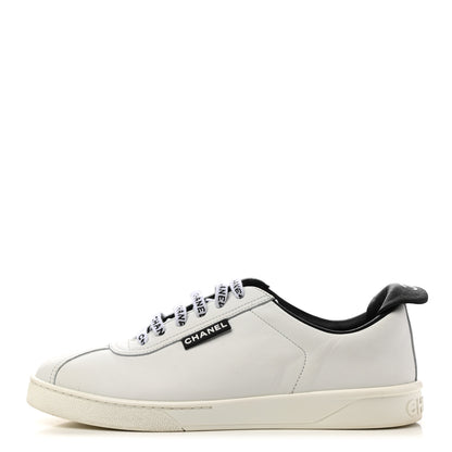 Chanel Calfskin CC Womens Sneakers 38.5 White 1 of 11