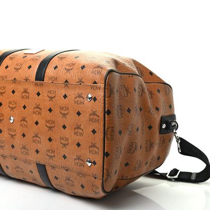 MCM Visetos Large Traveler Weekender Duffle Bag Cognac Black 7 of 9
