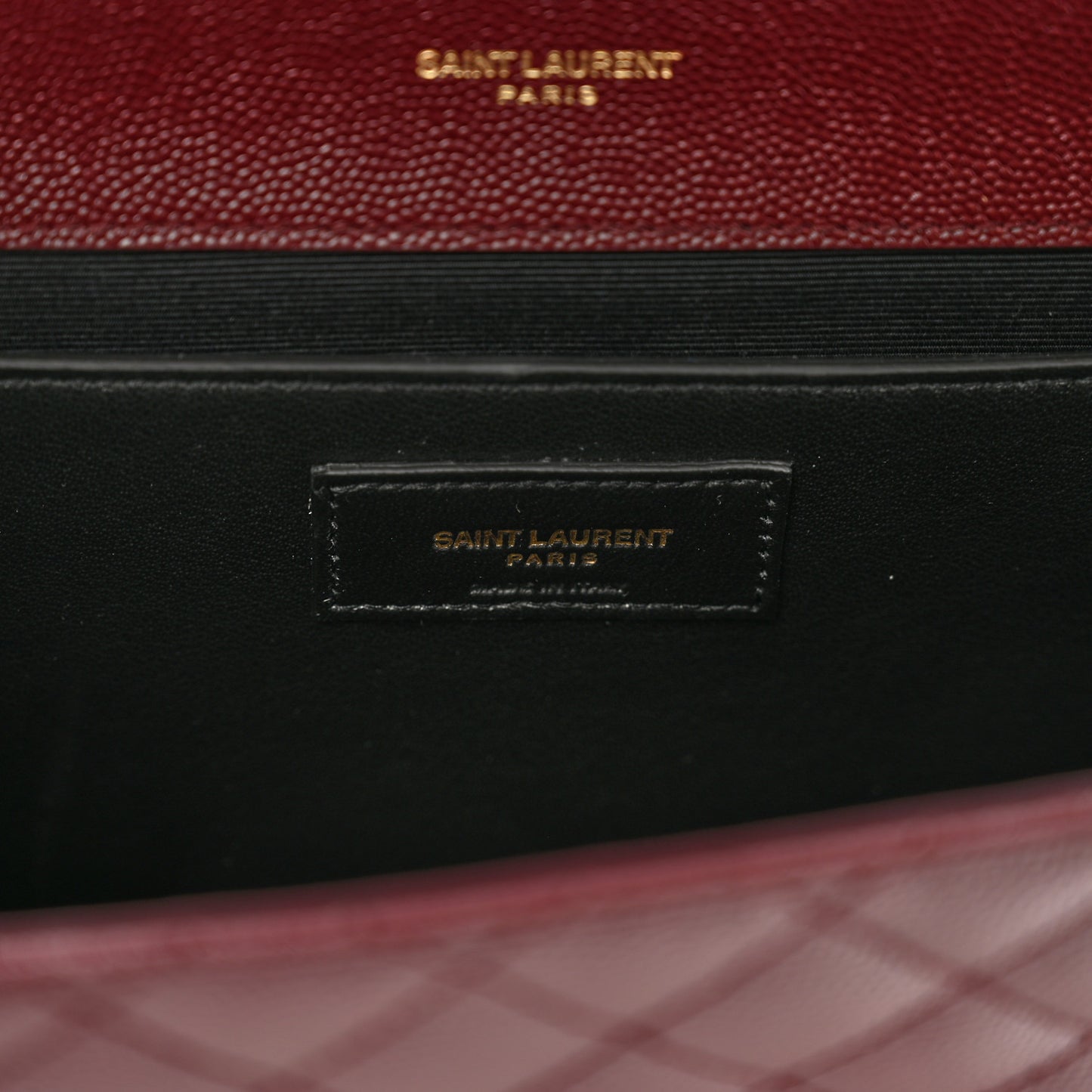 Grain De Poudre Textured Mixed Matelasse Medium Triquilt Monogram Satchel Rouge Legion