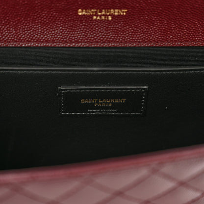 Saint Laurent Grain De Poudre Textured Mixed Matelasse Medium Triquilt Monogram Satchel Rouge Legion 7 of 10