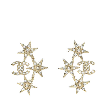 Chanel Crystal Pearl CC Star Earrings Gold 1 of 5