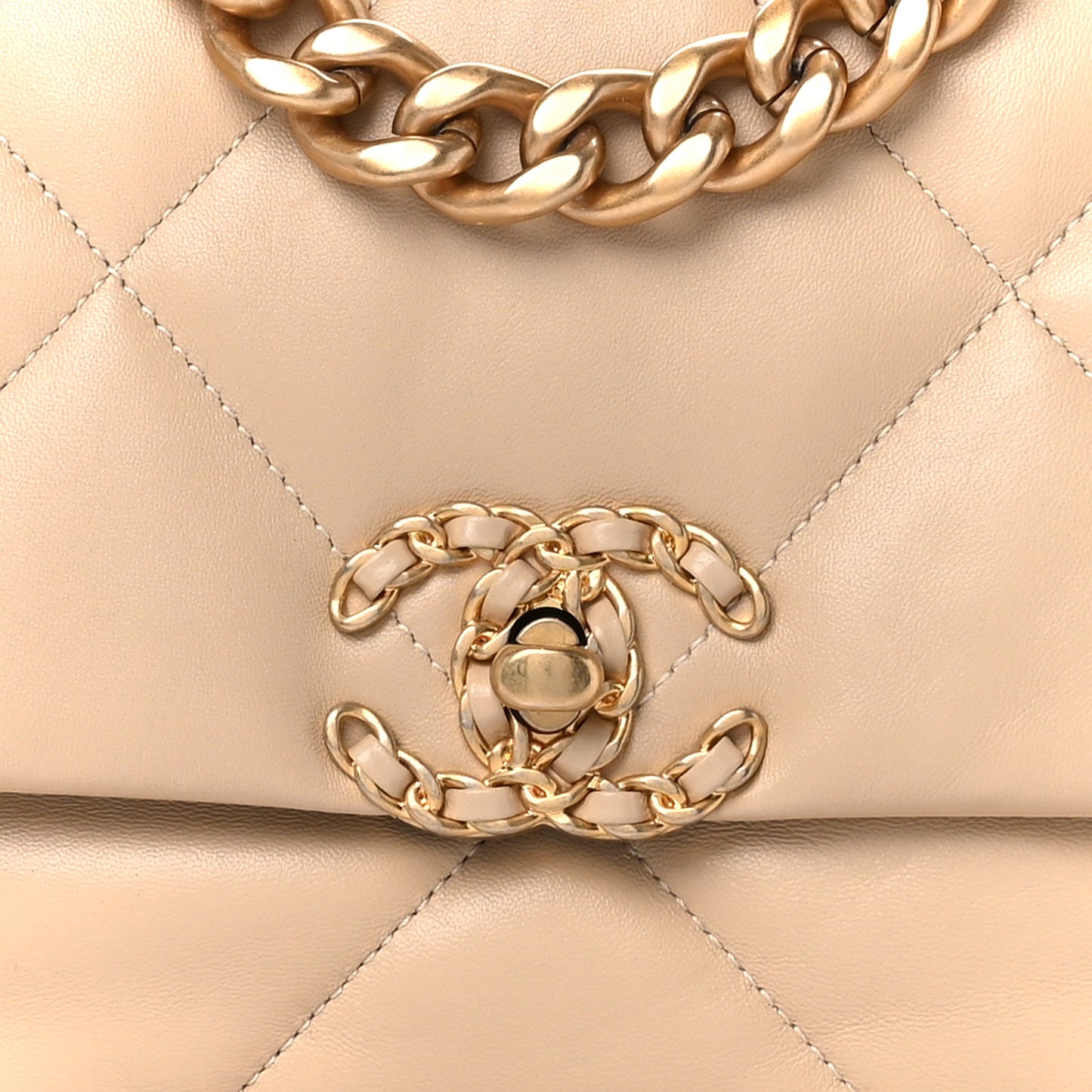 Lambskin Quilted Medium Chanel 19 Flap Light Beige