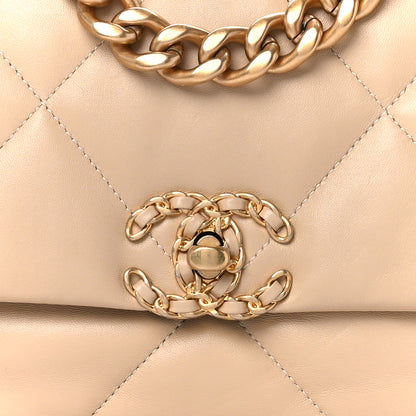 Chanel Lambskin Quilted Medium Chanel 19 Flap Light Beige 8 of 11