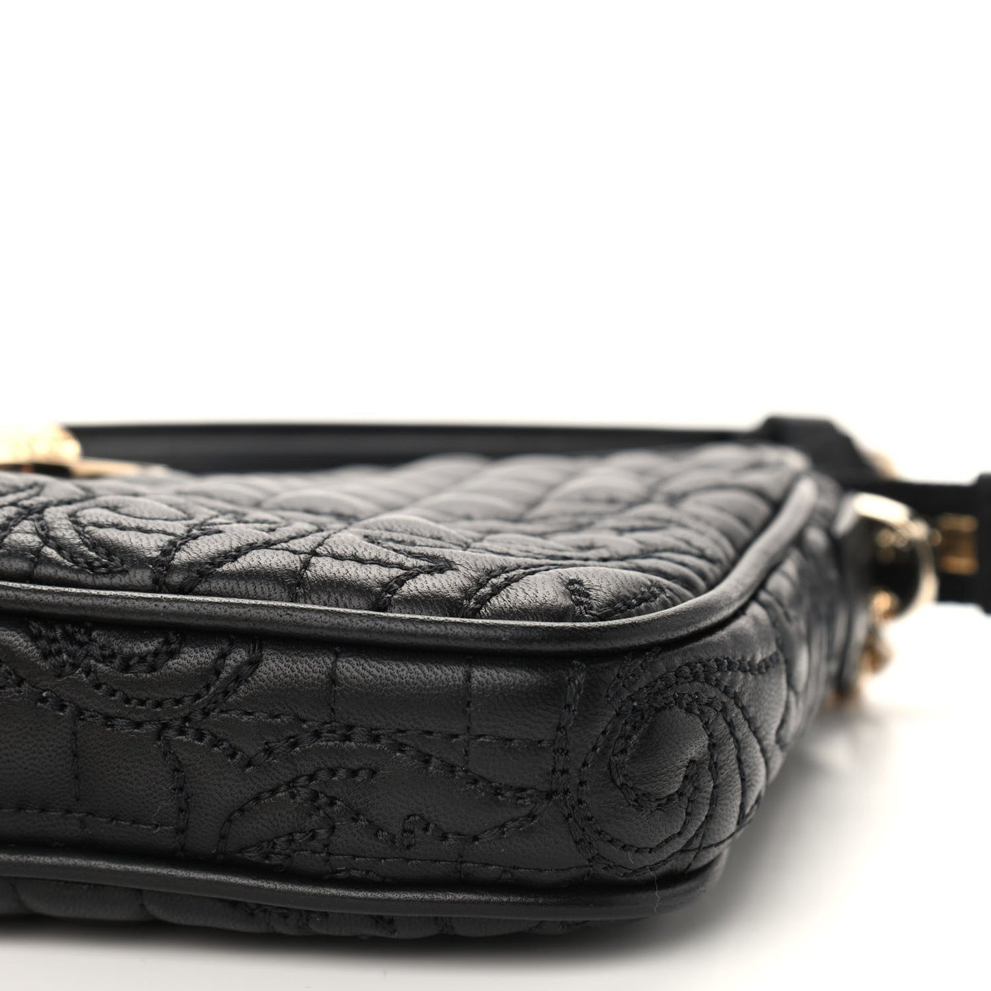 Nappa Barocco Quilted Vanitas Chain Crossbody Bag Black