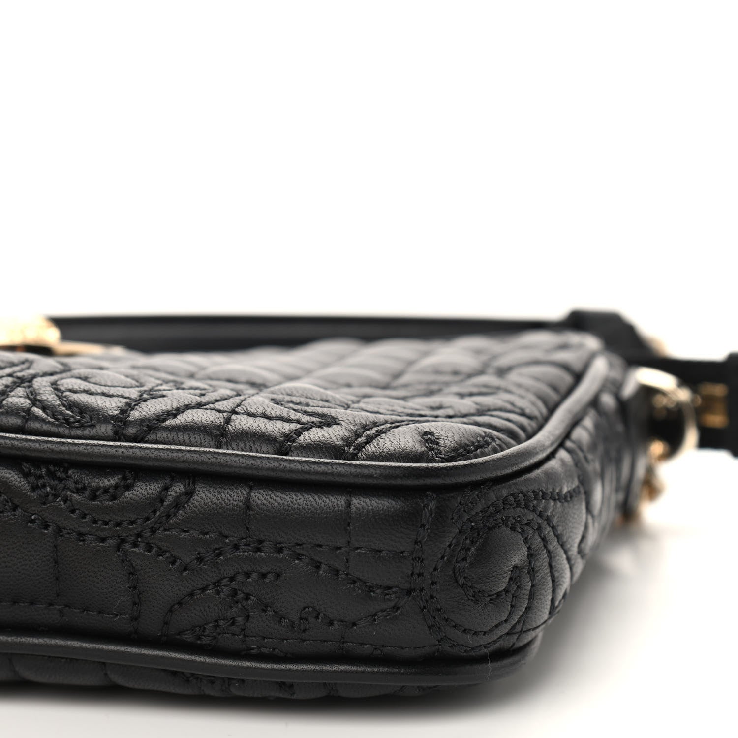 Versace Nappa Barocco Quilted Vanitas Chain Crossbody Bag Black 9 of 12