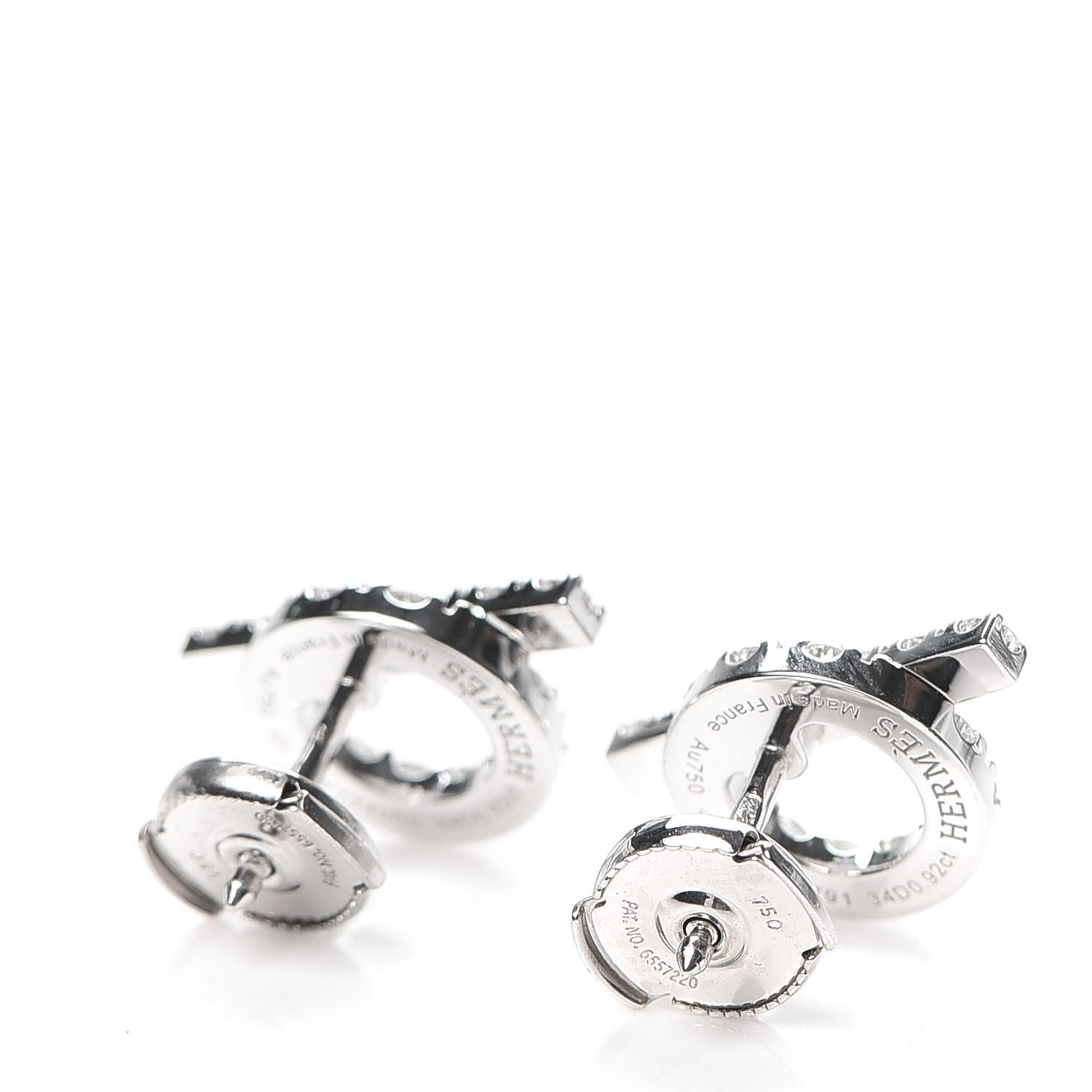 Hermes 18K White Gold Diamond Finesse Earrings 3 of 5
