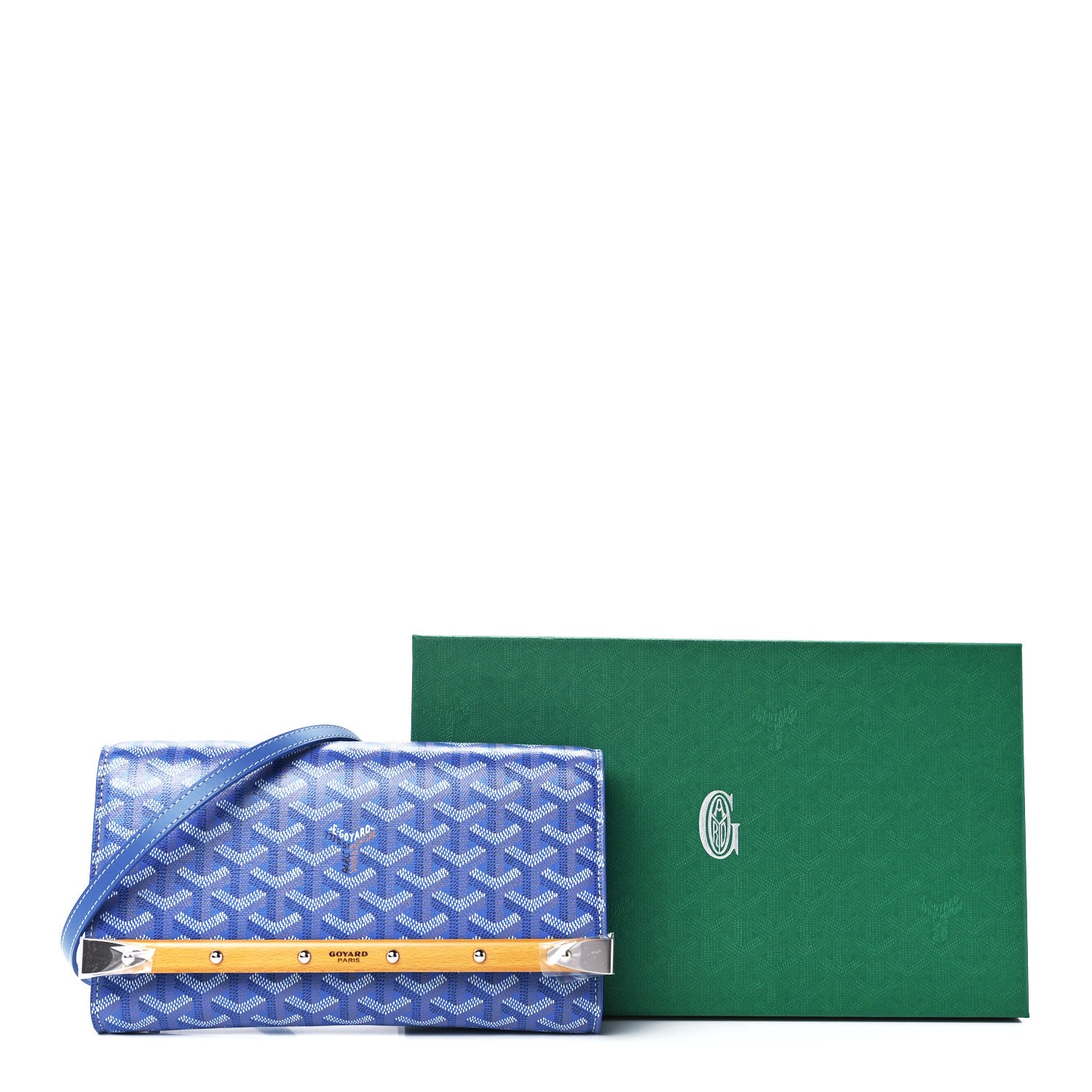 Goyard Goyardine Monte Carlo Bois Clutch With Strap Sky Blue 11 of 11