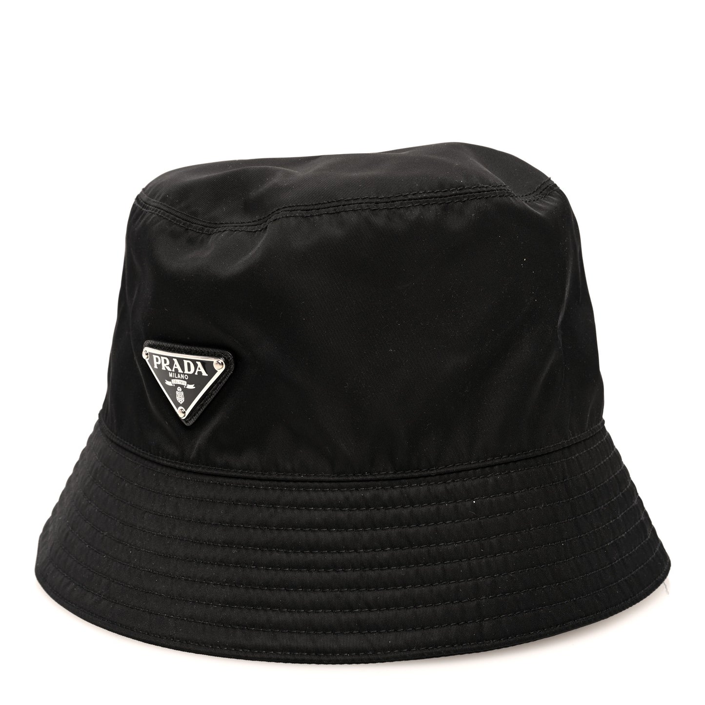 Re-Nylon Metal Triangle Logo Womens Bucket Hat M Black