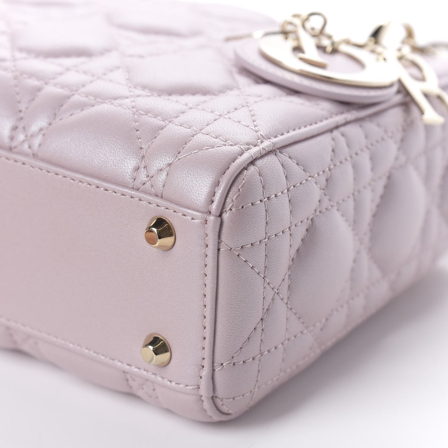 Metallic Lambskin Cannage Mini Lady Dior Lotus