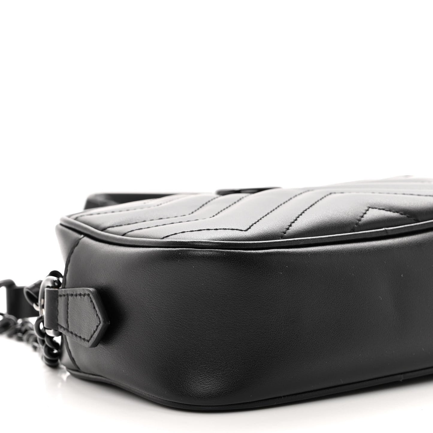 Calfskin Matelasse Monochrome Mini GG Marmont Chain Shoulder Bag Black