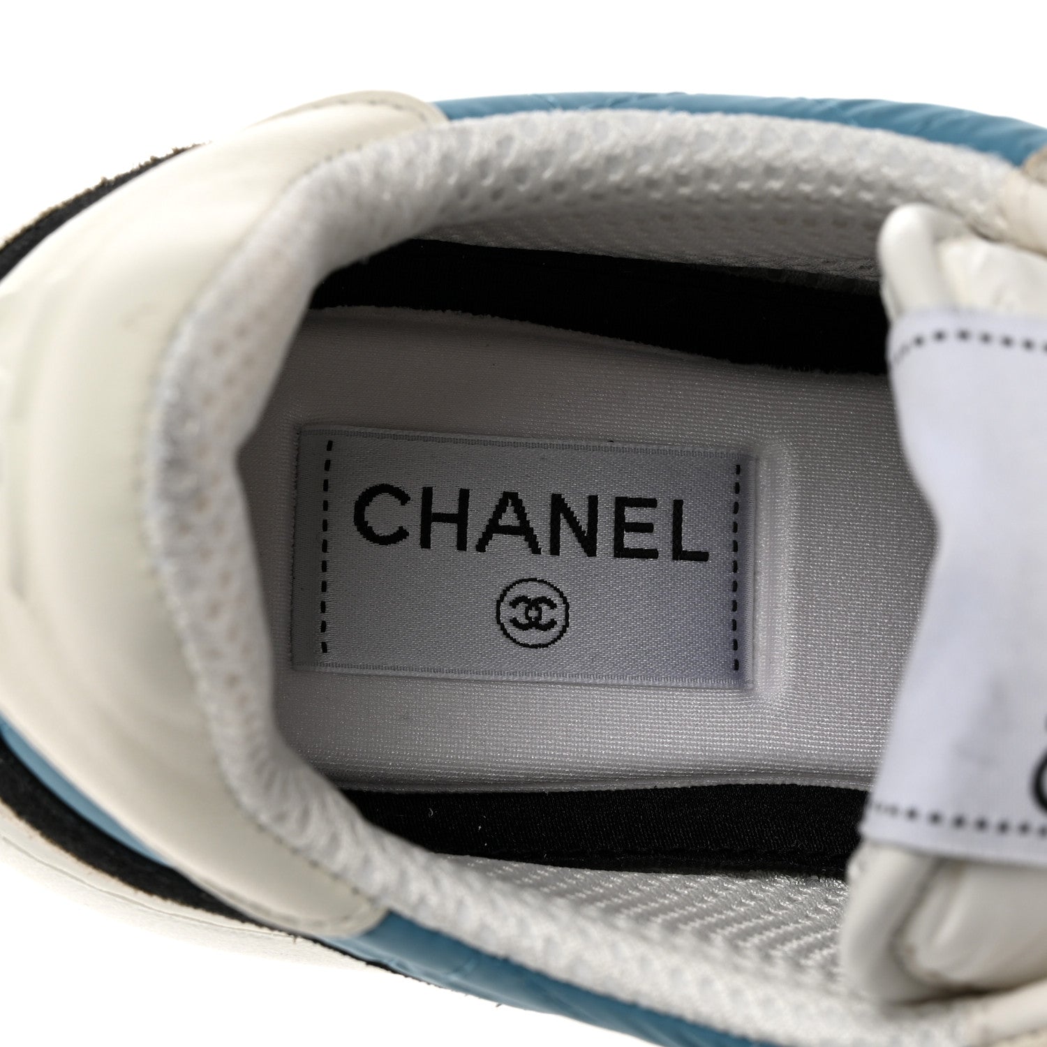 Chanel Suede Fabric Calfskin Womens CC Sneakers 40 Blue Light Gray 7 of 8