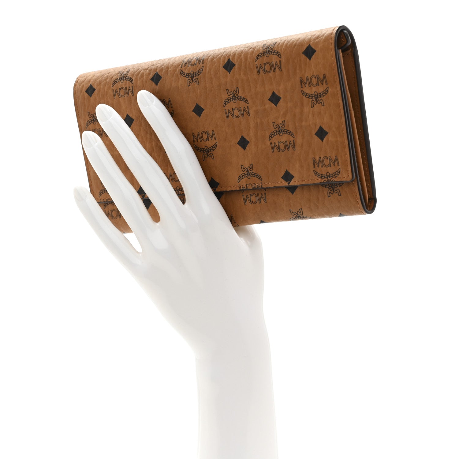 MCM Visetos Large Trifold Flap Wallet Cognac 2 of 8