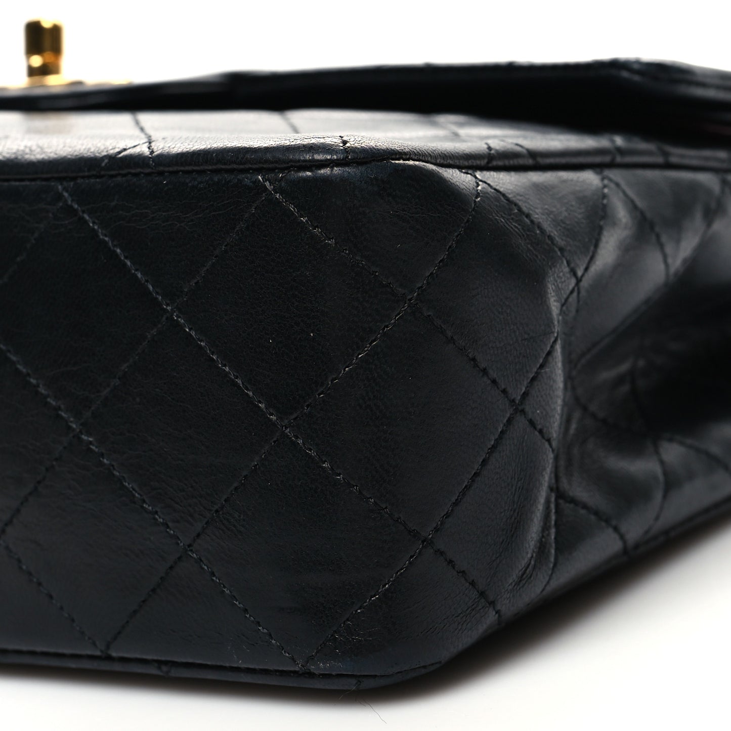 Lambskin Quilted Medium Double Flap Black