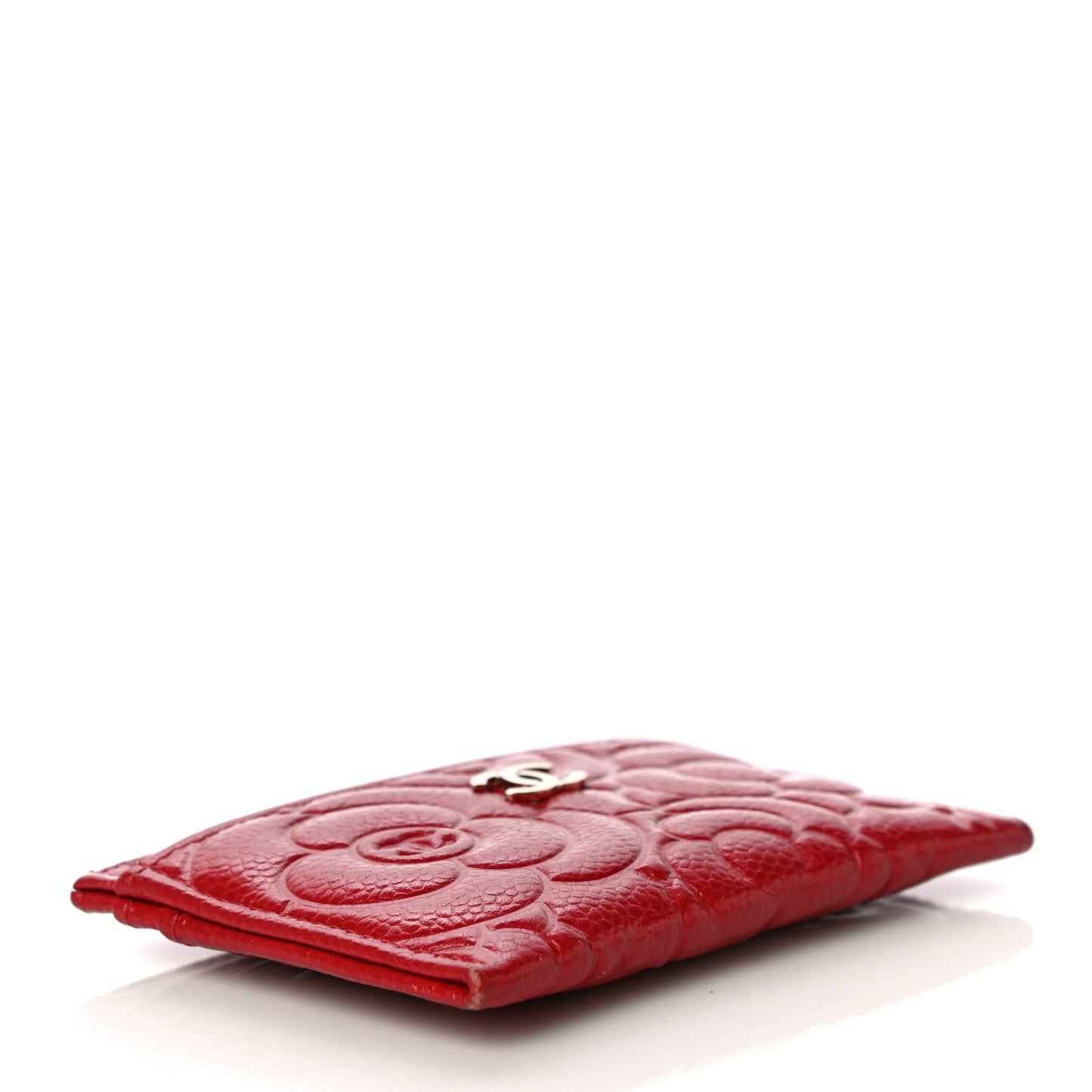 Caviar Camellia Embossed Card Holder Red