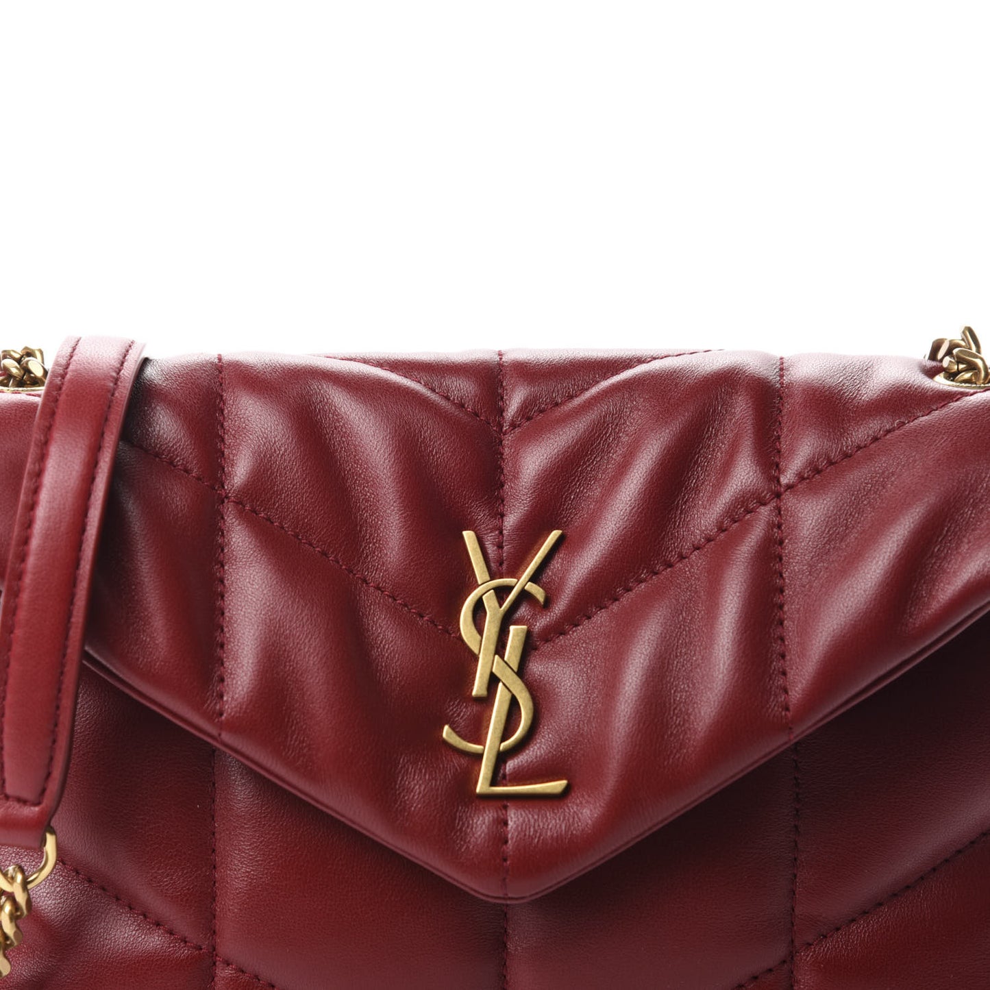 Lambskin Quilted Toy Loulou Puffer Monogram Chain Satchel Red