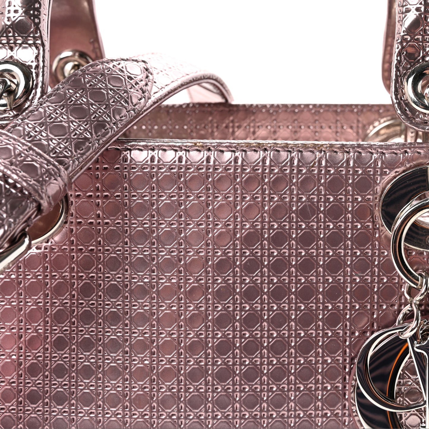 Metallic Patent Micro-Cannage Medium Lady Dior Pink