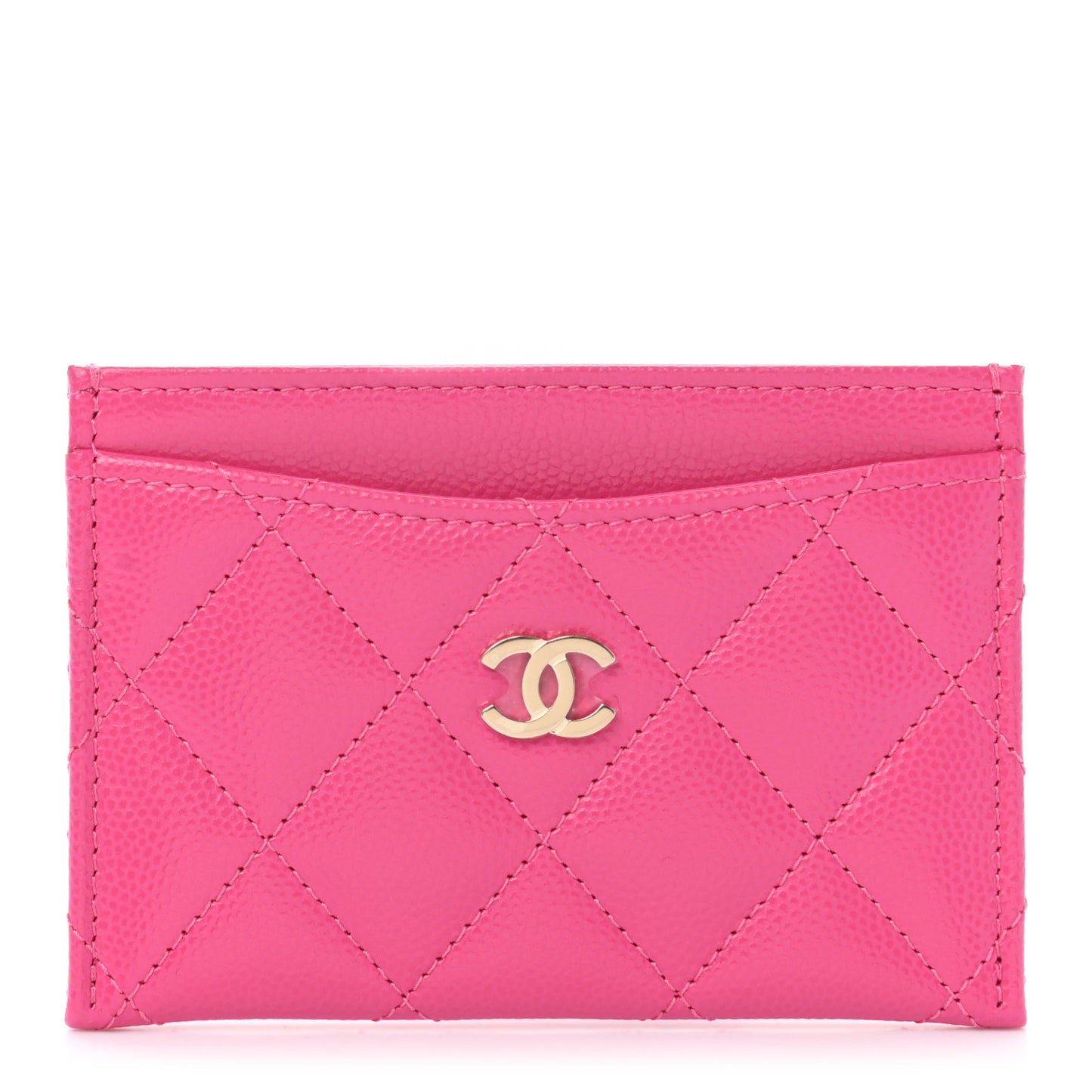 Caviar Quilted Card Holder Dark Pink