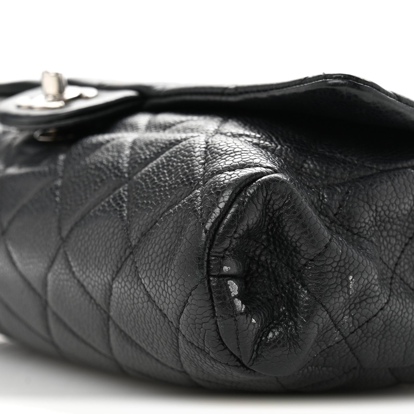 Caviar Quilted Clutch With Chain Flap Black
