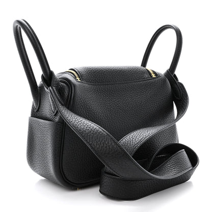 Hermes Taurillon Clemence Mini Lindy 20 Black 3 of 11