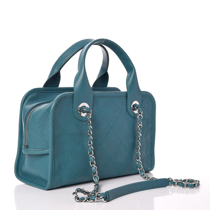 Chanel Caviar Quilted Deauville Bowling Bag Blue 3 of 7