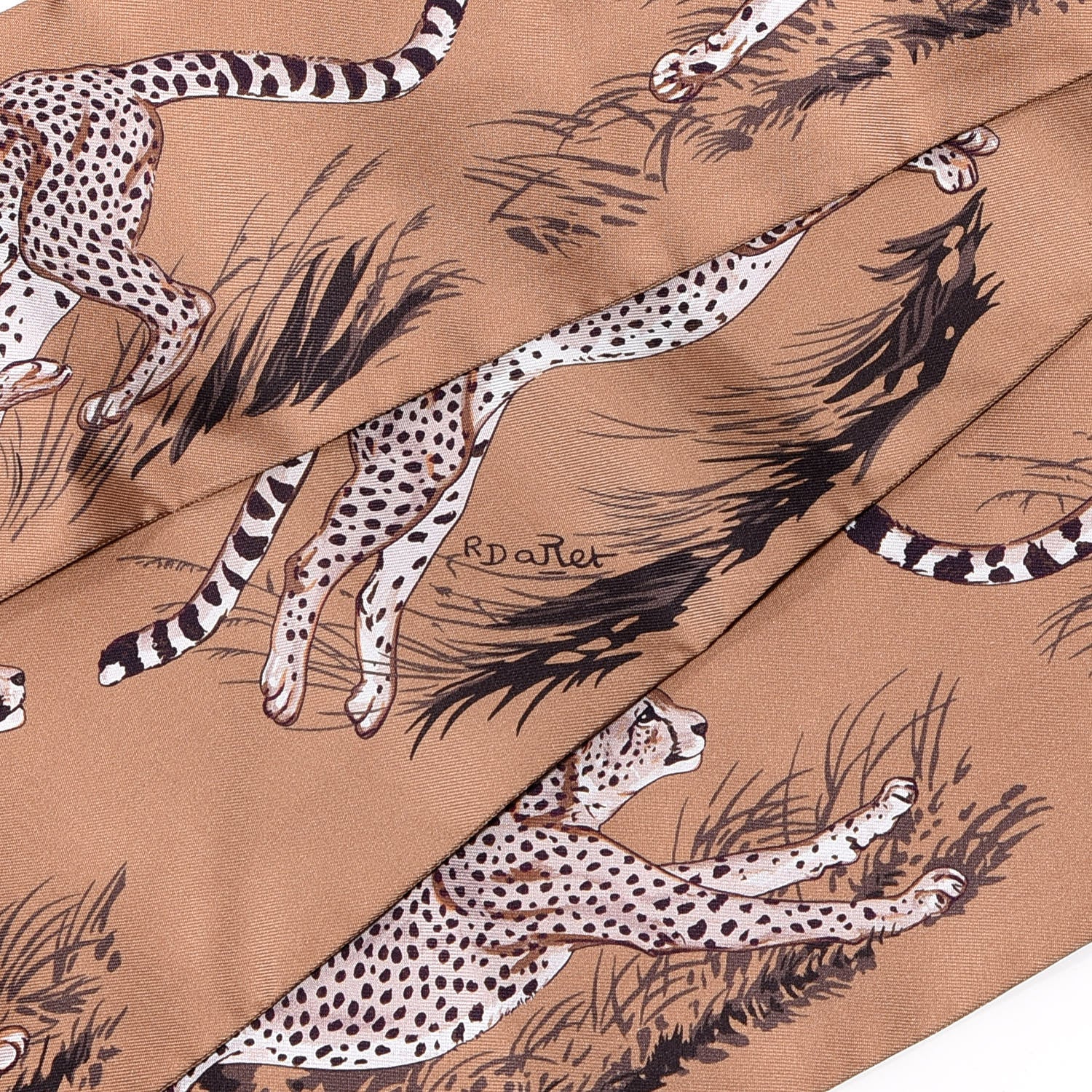 Hermes Silk Guepards Maxi Twilly Slim Beige Taupe Ebene 5 of 6