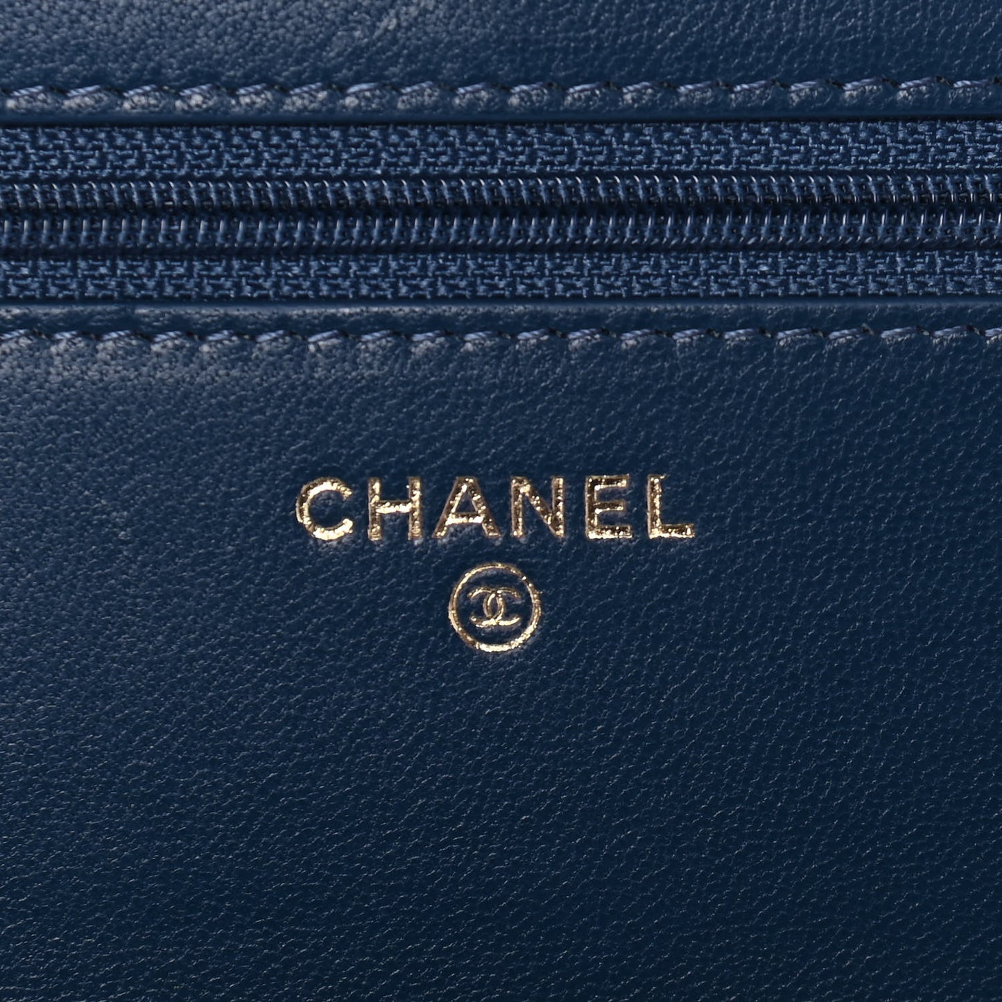 Goatskin Quilted Chanel 19 Wallet On Chain WOC Blue