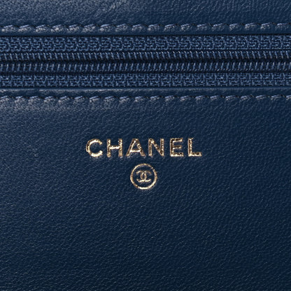 Chanel Goatskin Quilted Chanel 19 Wallet On Chain WOC Blue 6 of 10