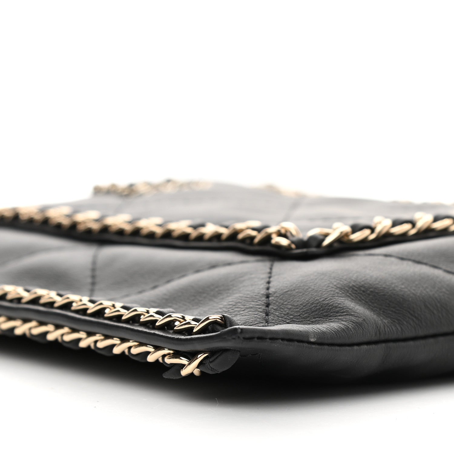 Chanel Calfskin Quilted Small Chain Flat Tote Black 9 of 13