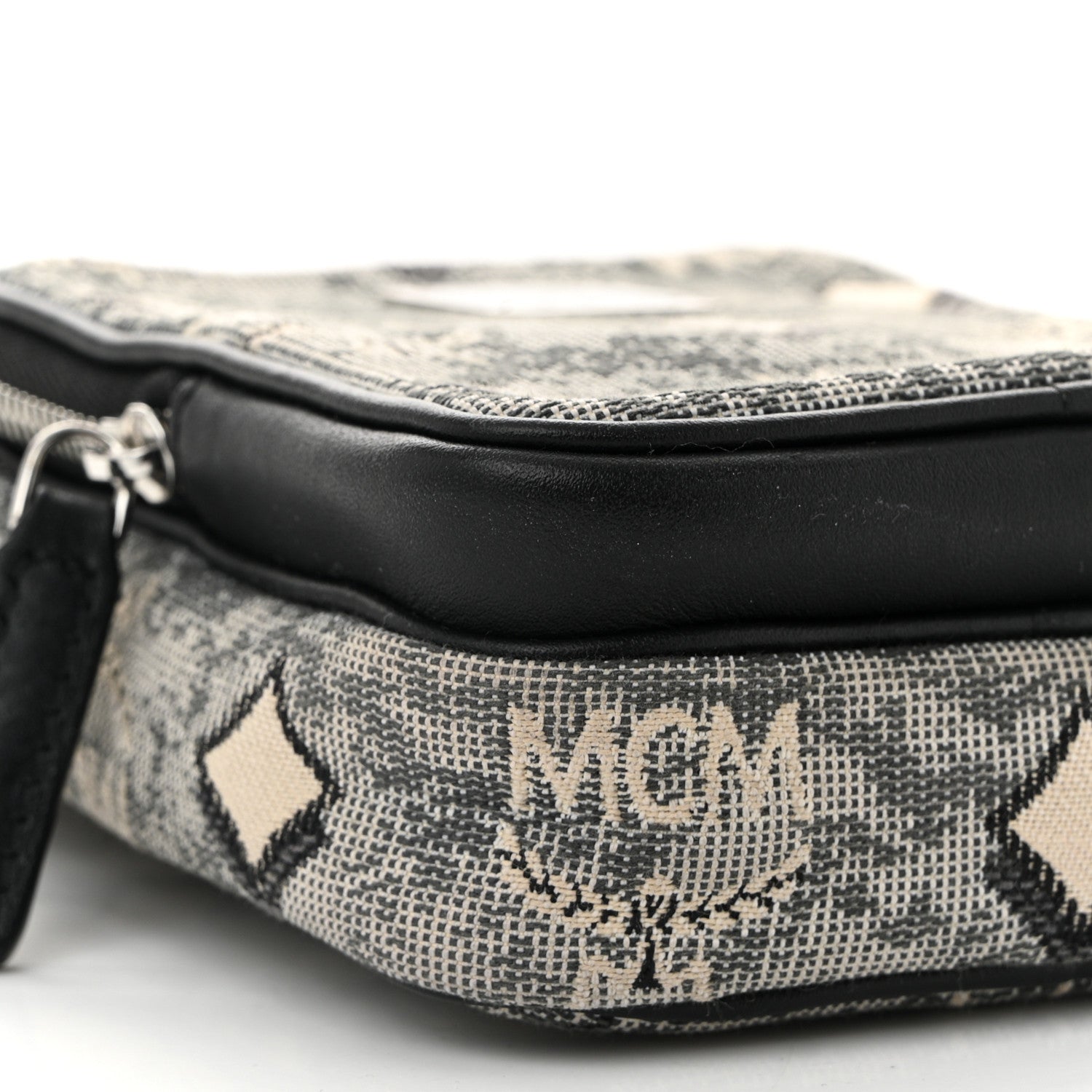 MCM Vintage Jacquard Monogram Crossbody Bag Grey 8 of 9
