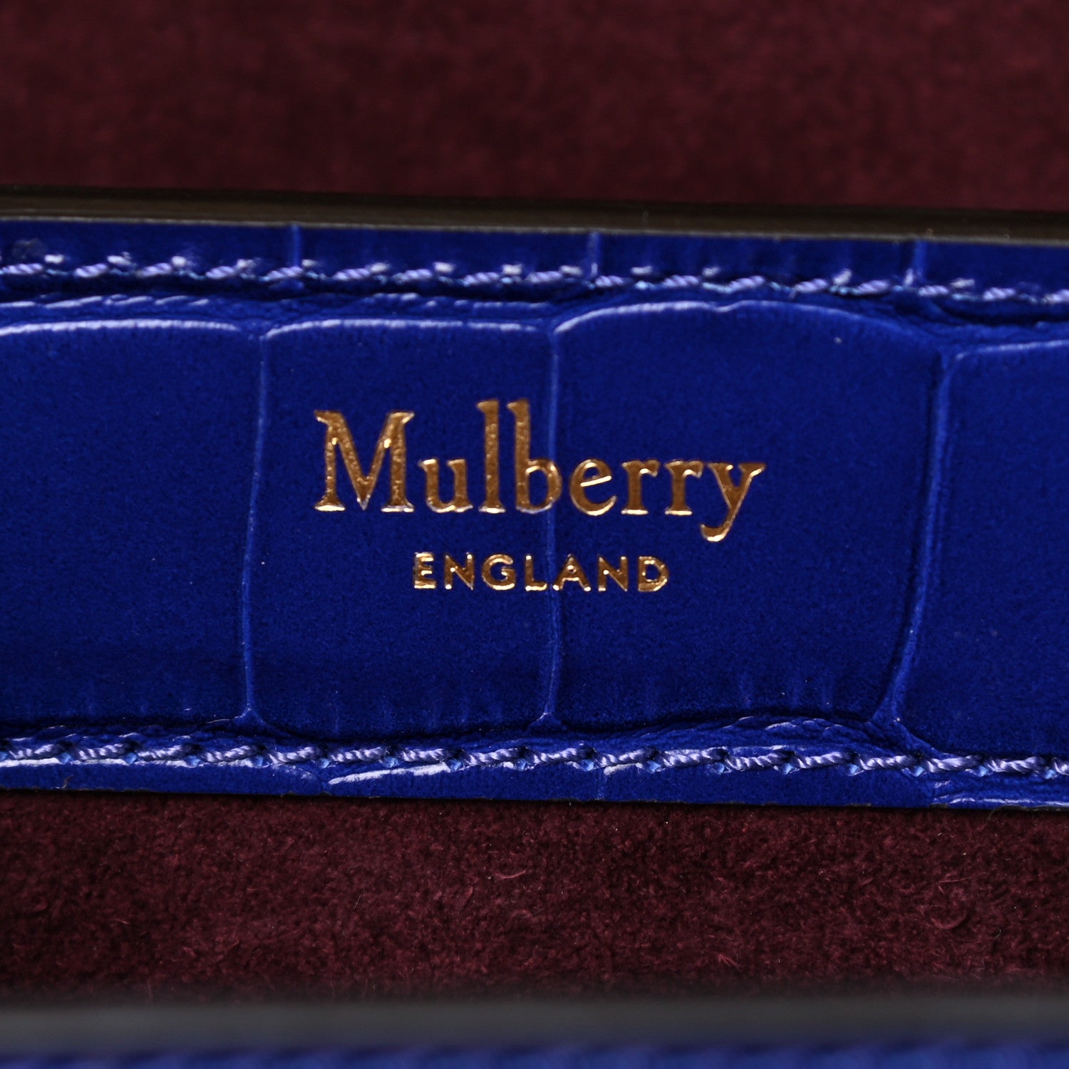Mulberry Shiny Croc Calfskin Embossed The Mews Satchel Cobalt Blue 6 of 14